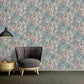 Abstract Leaf Floral Wallpaper in Blue/Green/Red