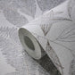Large Leaf Floral Light Texture Wallpaper in Grey/Beige/Gold