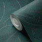 Large Leaf Floral Light Texture Wallpaper in Dark Green