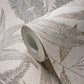 Large Leaf Floral Light Texture Wallpaper in Beige/Gold/Grey
