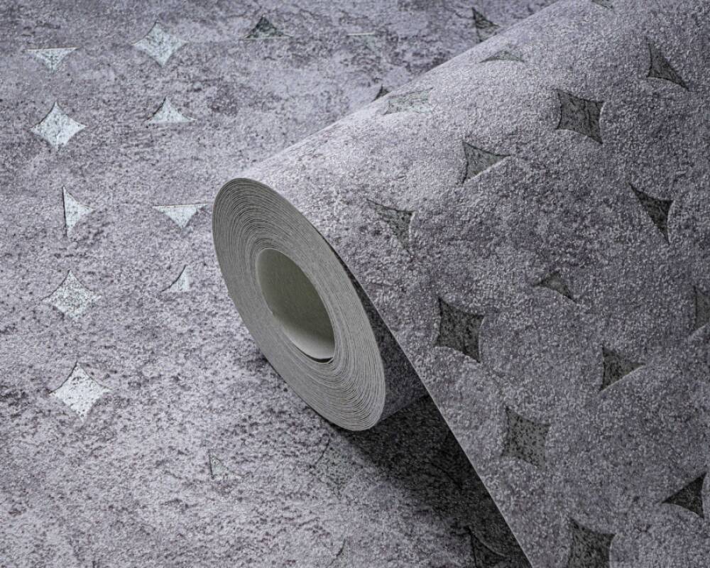 Geo Shapes & Accents Distressed Wallpaper in Grey/Silver/Purple