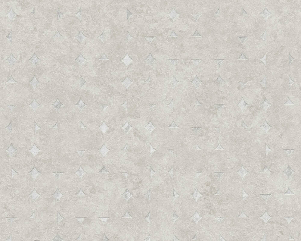 Geo Shapes & Accents Distressed Wallpaper in Beige/Silver