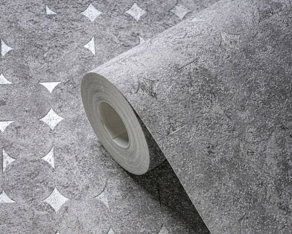 Geo Shapes & Accents Distressed Wallpaper in Grey/Silver