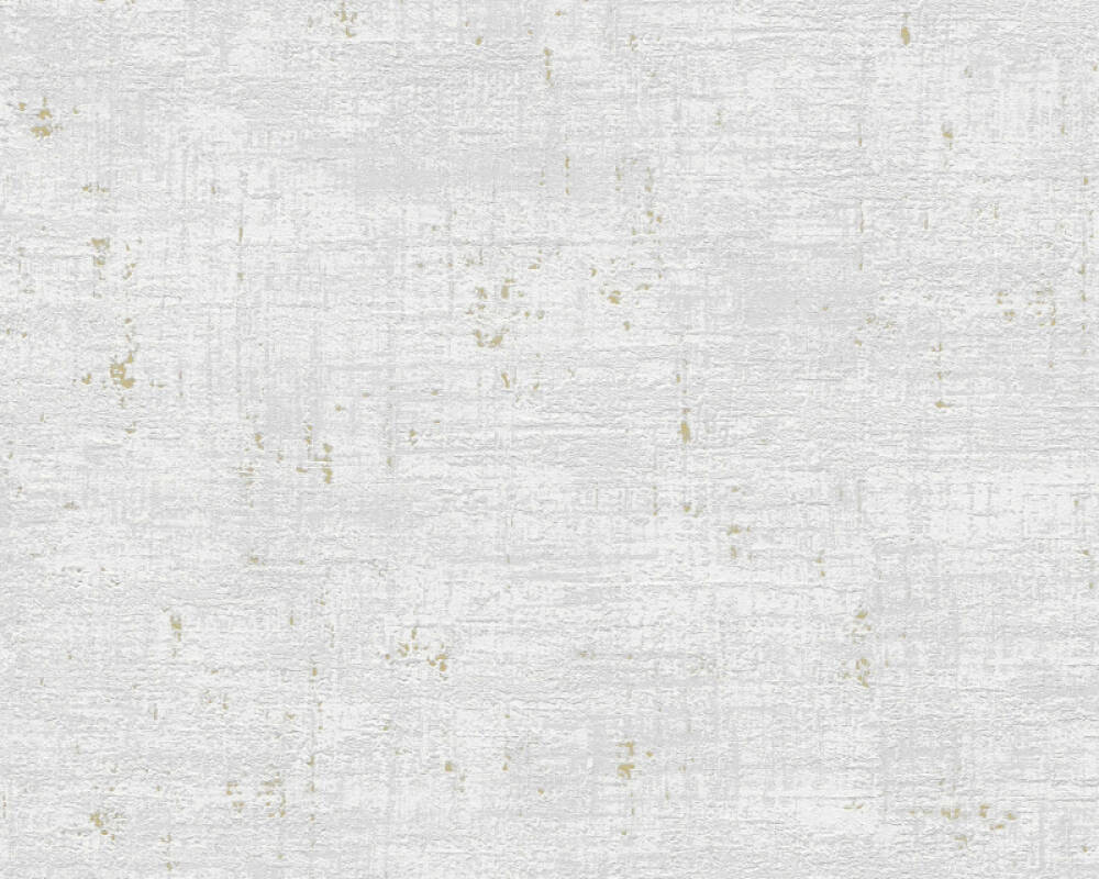 Sample Abstract Plaster-Style Distressed Wallpaper in Grey/Gold/White