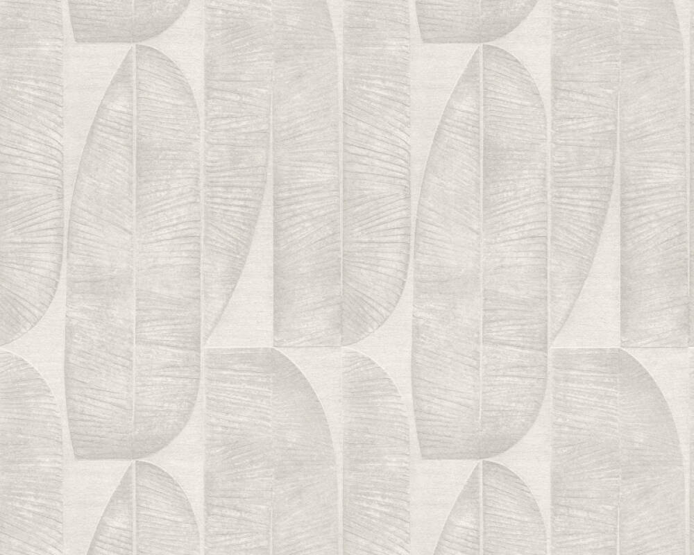 Geometric Leaf Wallpaper in Beige/Grey