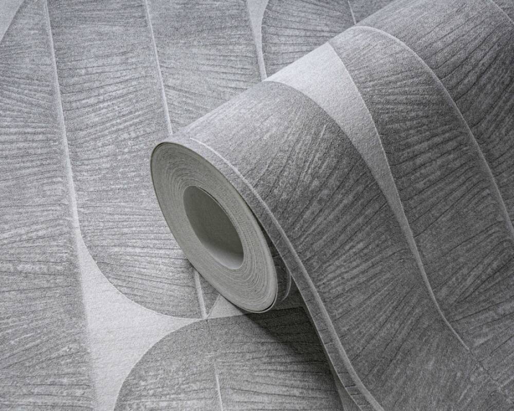 Geometric Leaf Wallpaper in Grey