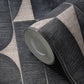 Geometric Leaf Wallpaper in Black/Beige