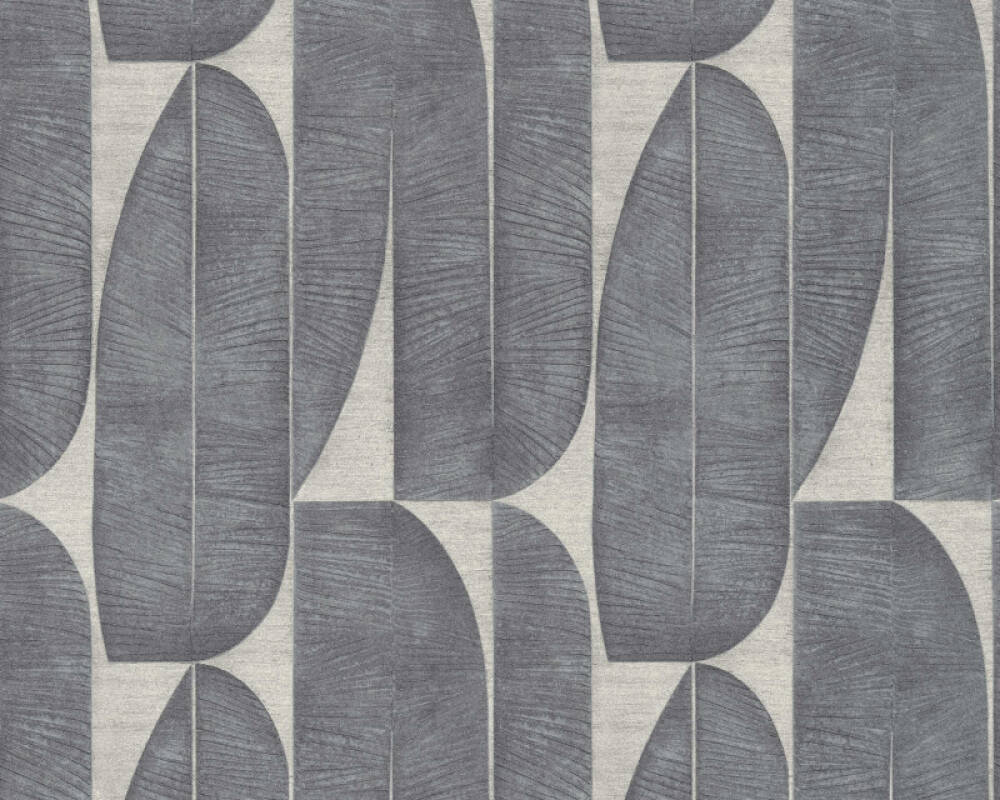 Geometric Leaf Wallpaper in Black/Beige