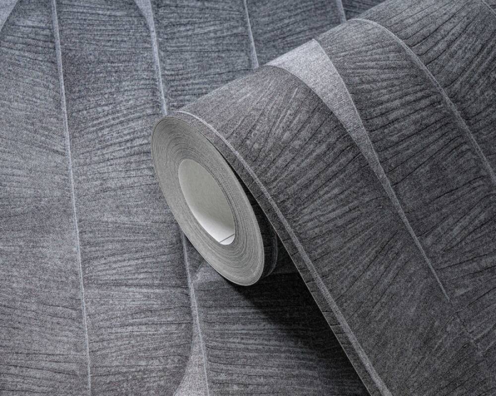 Geometric Leaf Wallpaper in Black/Grey