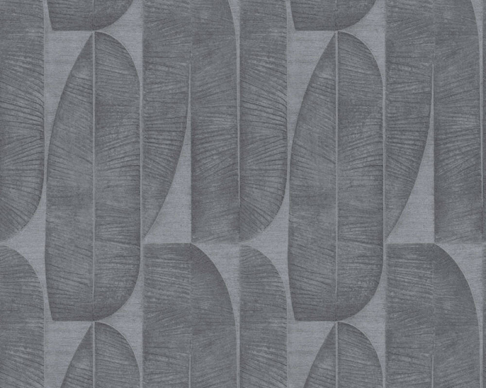 Geometric Leaf Wallpaper in Black/Grey