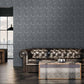 Geometric Leaf Wallpaper in Black/Grey
