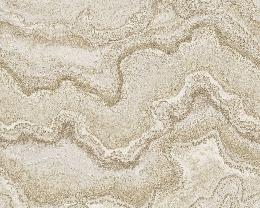 Marbled & Metallic Accents Wallpaper in Beige/Cream/Gold