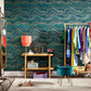 Marbled & Metallic Accents Wallpaper in Green/Copper/Gold