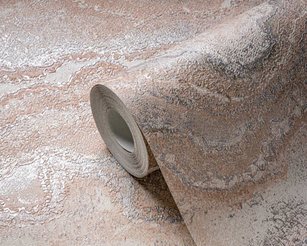 Marbled & Metallic Accents Wallpaper in Beige/Cream/Metallic