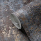 Rust Distressed Wallpaper in Brown/Blue/Gold