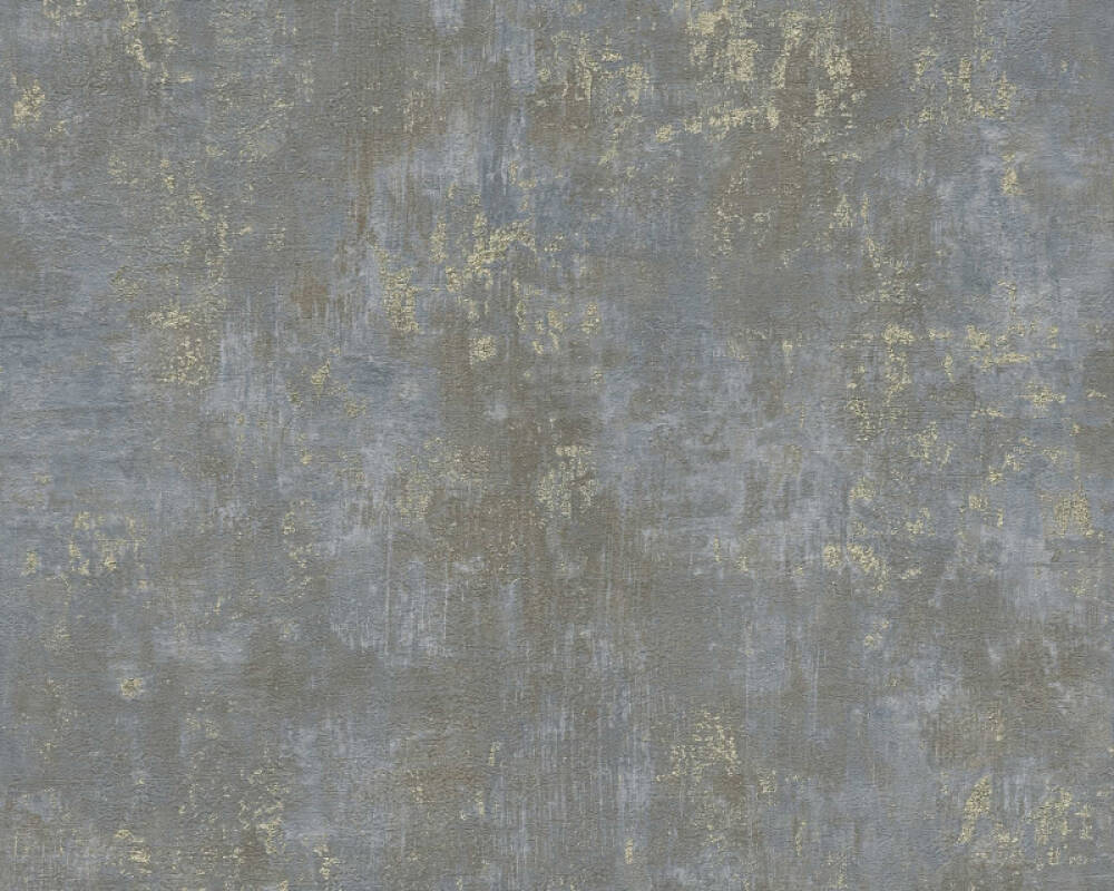 Rust Distressed Wallpaper in Brown/Blue/Gold