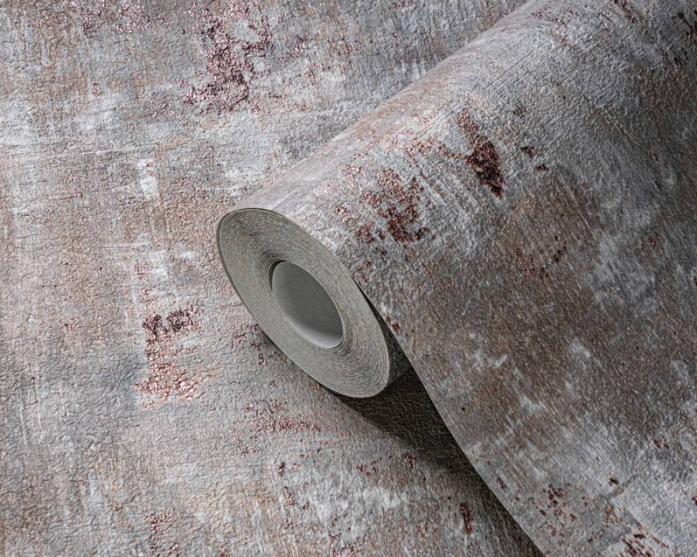Rust Distressed Wallpaper in Beige/Copper/Grey