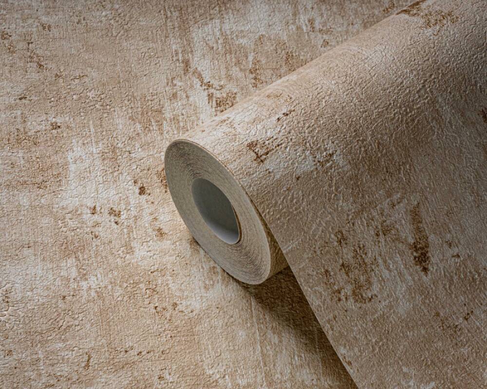 Rust Distressed Wallpaper in Beige/Cream/Gold
