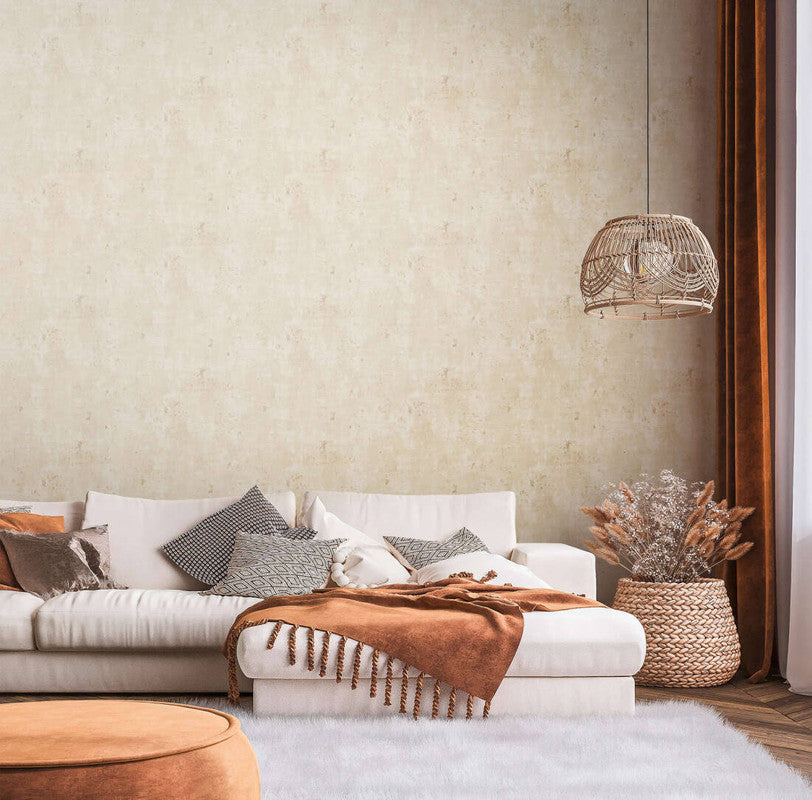 Rust Distressed Wallpaper in Beige/Cream/Gold