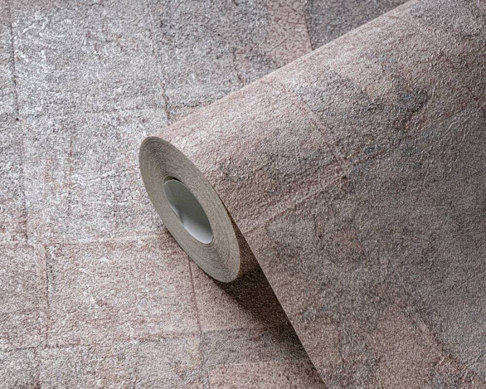 Tile Texture Metallic Effect Wallpaper in Grey/Pink/Silver