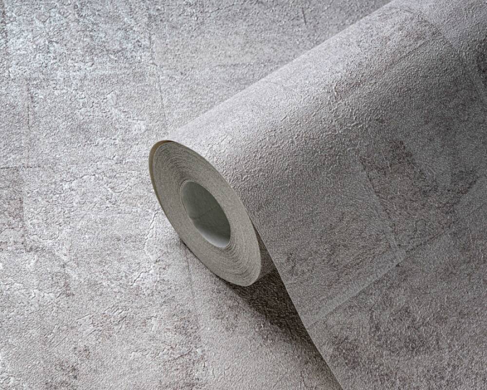 Tile Texture Metallic Effect Wallpaper in Cream/Grey/Silver