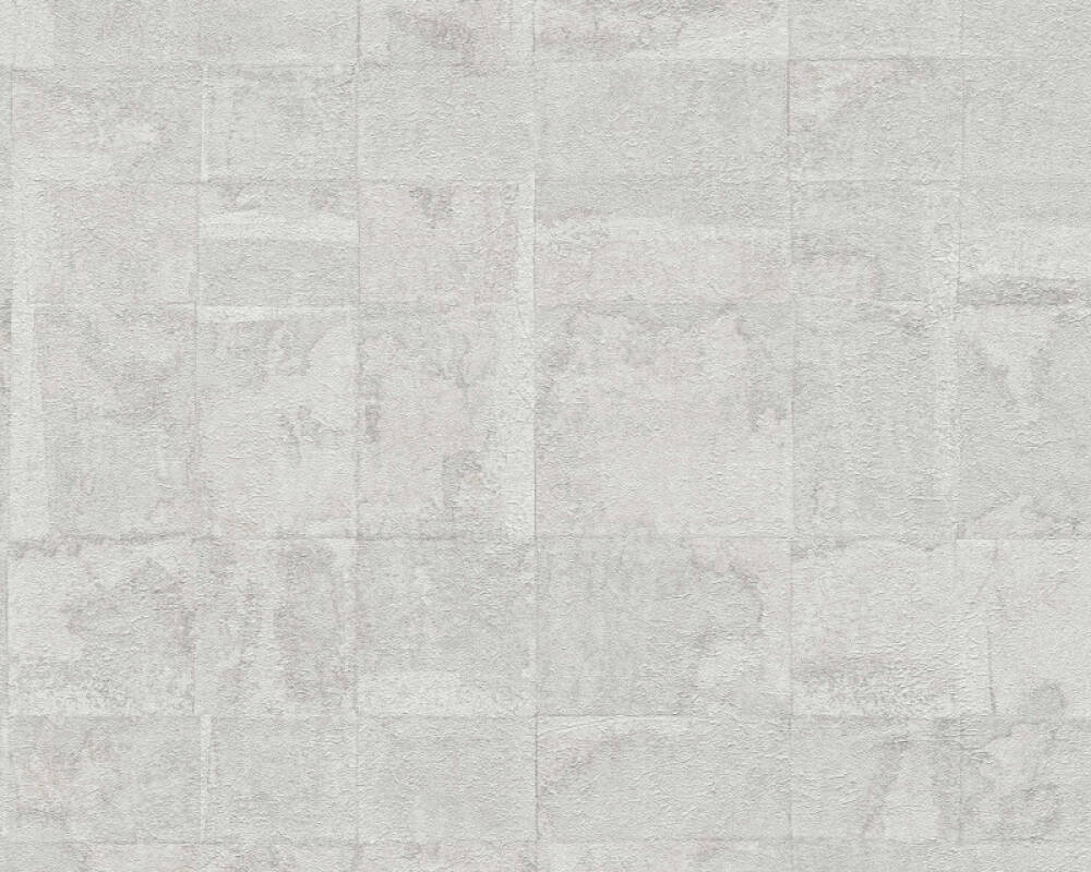 Tile Texture Metallic Effect Wallpaper in Cream/Grey/Silver