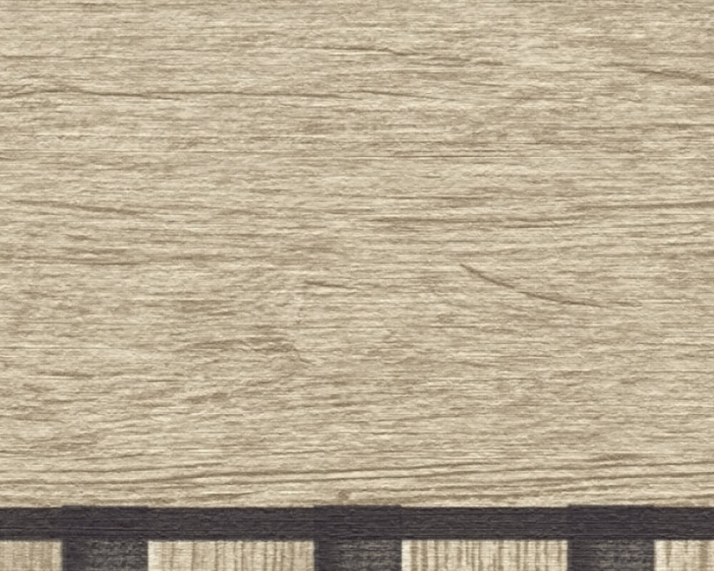 Wood Stripe & Solid Wallpaper in Beige/Black/Brown