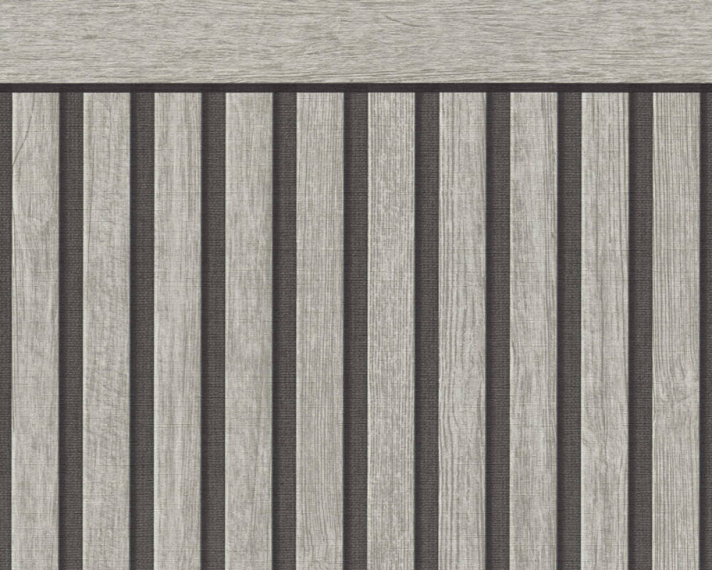 Wood Stripe & Solid Wallpaper in Grey/Black/White