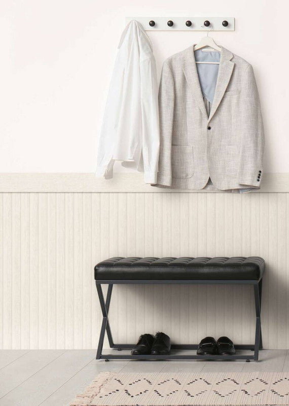 Wood Stripe & Solid Wallpaper in Grey/White