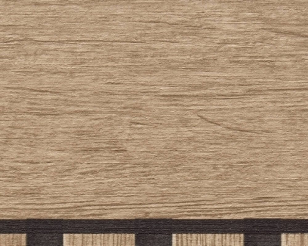 Wood Stripe & Solid Wallpaper in Brown/Black