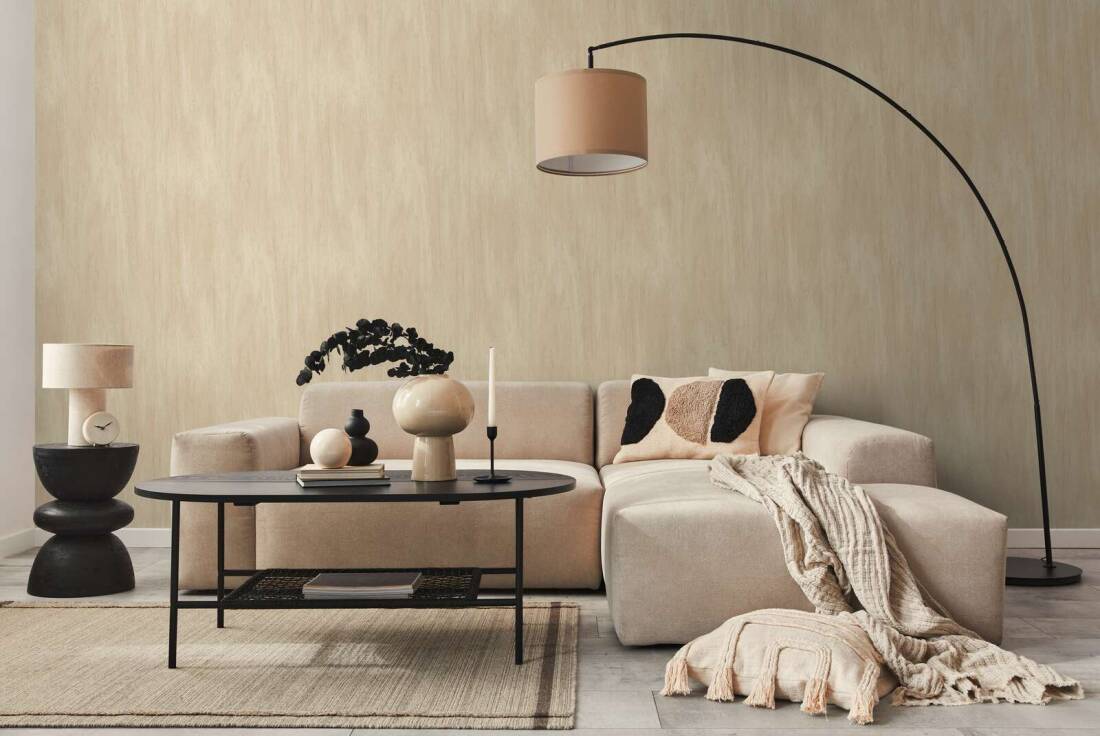 Wood Surface Wallpaper in Beige/Cream