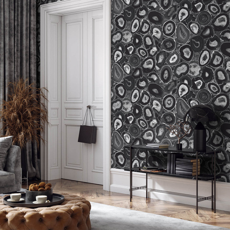 Filo Agate Wallpaper in Black Pepper