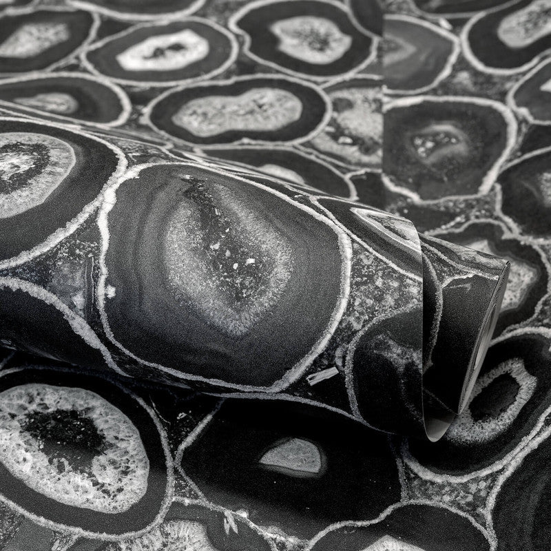 Filo Agate Wallpaper in Black Pepper