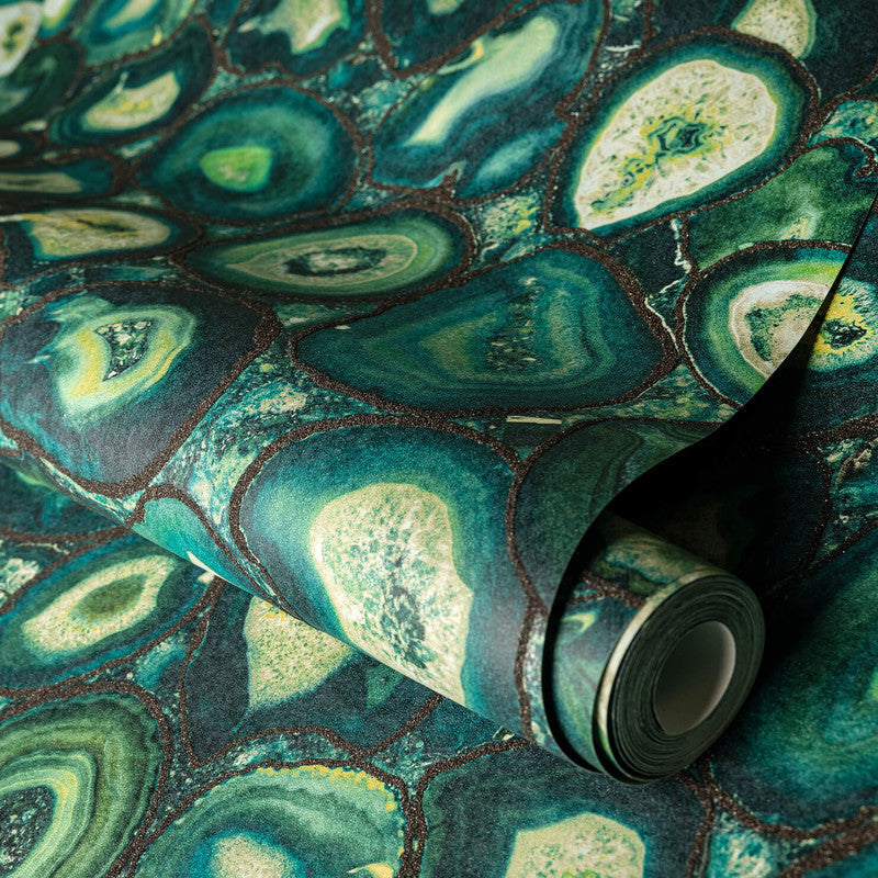 Filo Agate Wallpaper in Green Pepper