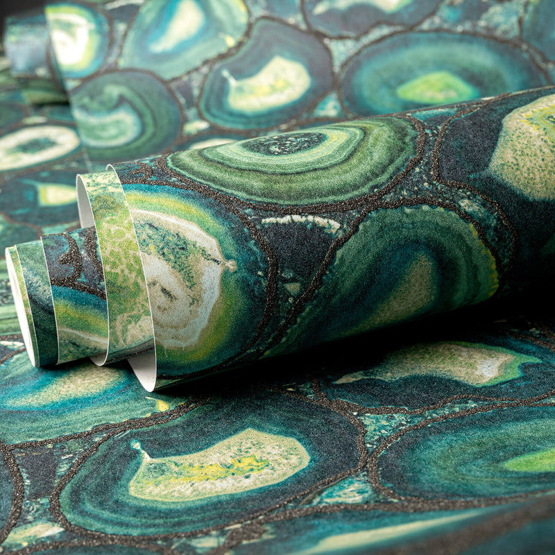 Filo Agate Wallpaper in Green Pepper