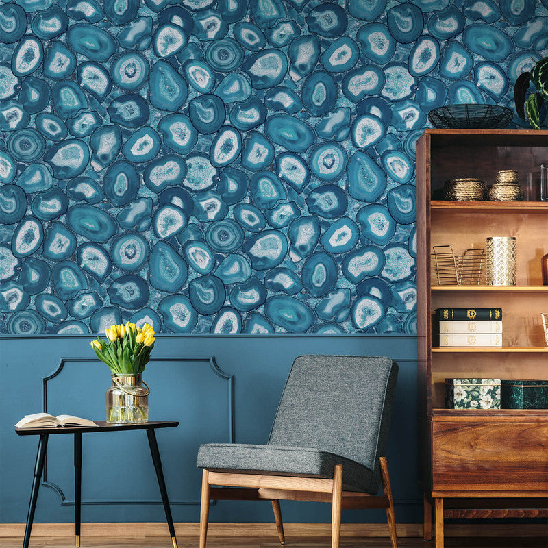 Filo Agate Wallpaper in Spirulina