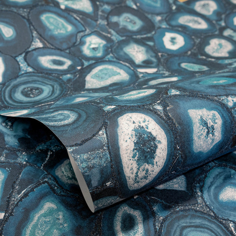 Filo Agate Wallpaper in Spirulina