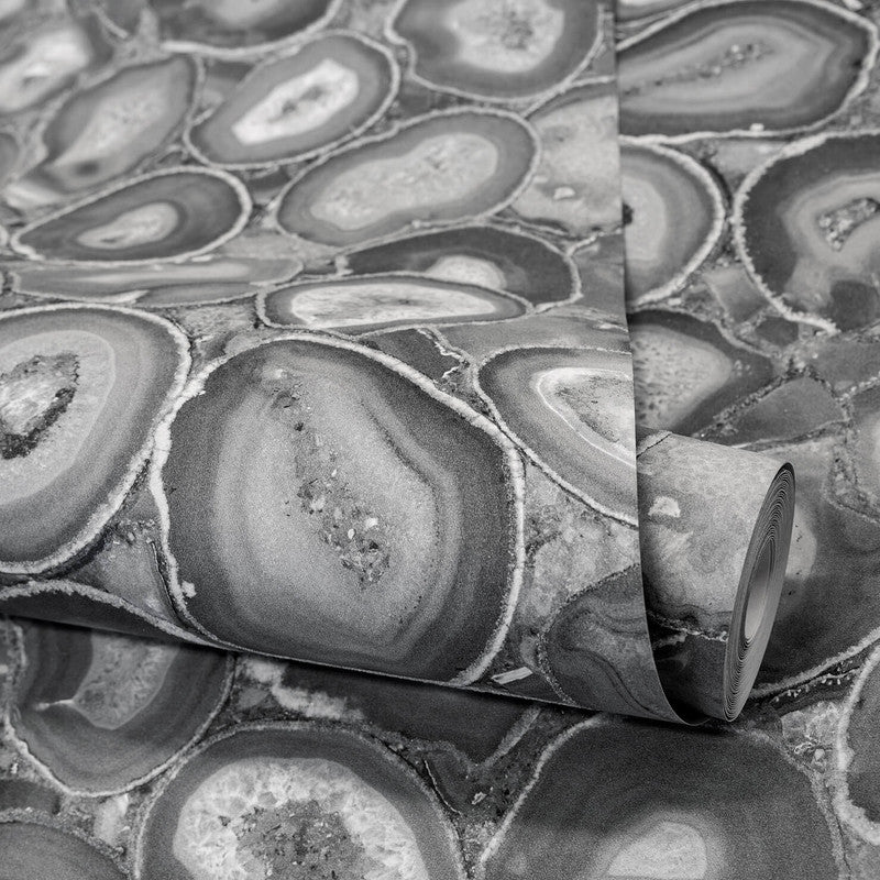 Filo Agate Wallpaper in Black Cumin