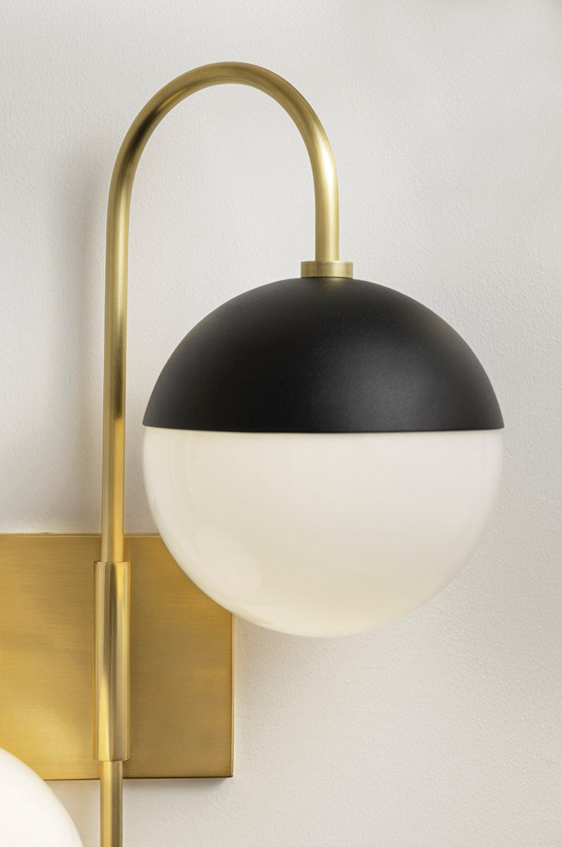 renee 2 light wall sconce by mitzi h344102a agb bk 6