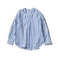 Cotton Stripe Shirt V Neck 3