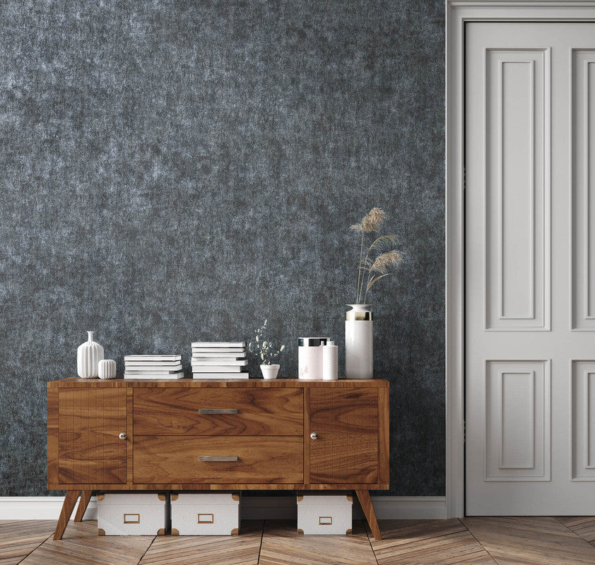 Scratched Plaster Wallpaper in Blue