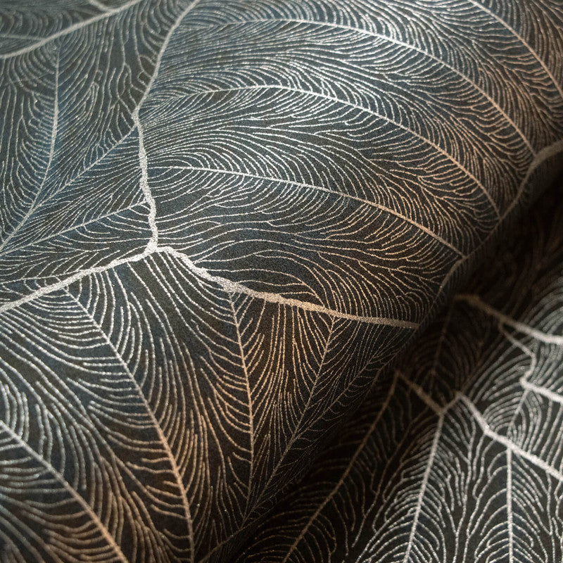 Seashell Wallpaper in Black Blue