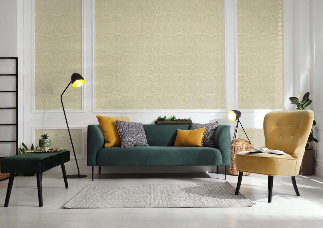 Greek Tile Wallpaper in Oak Apple