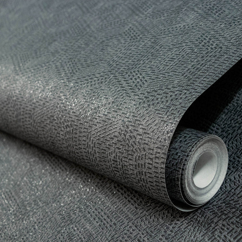 Greek Tile Wallpaper in Black Blue