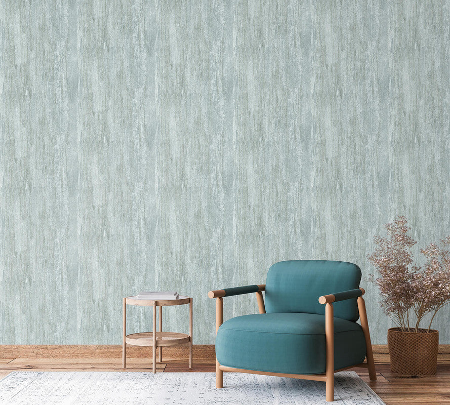 Wooden Wallpaper in Blue Green