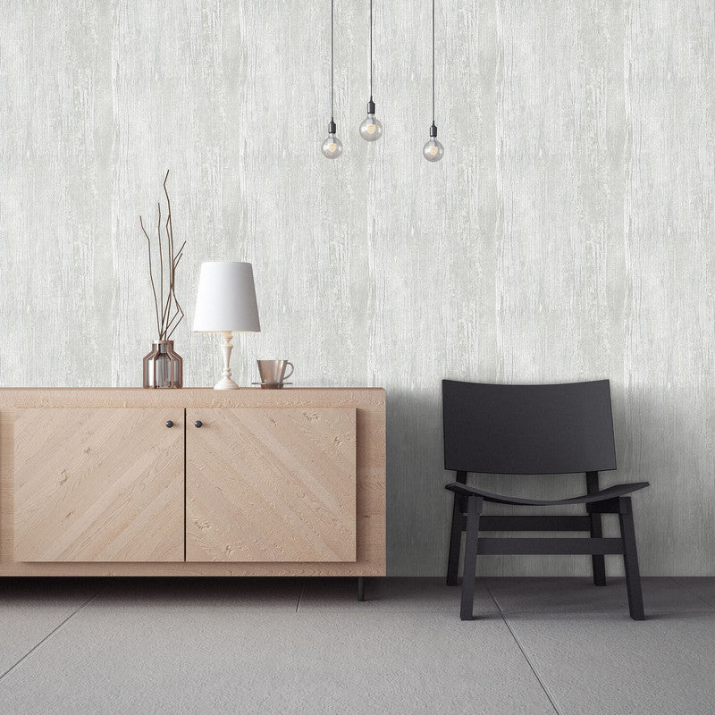 Wooden Wallpaper in Light Grey