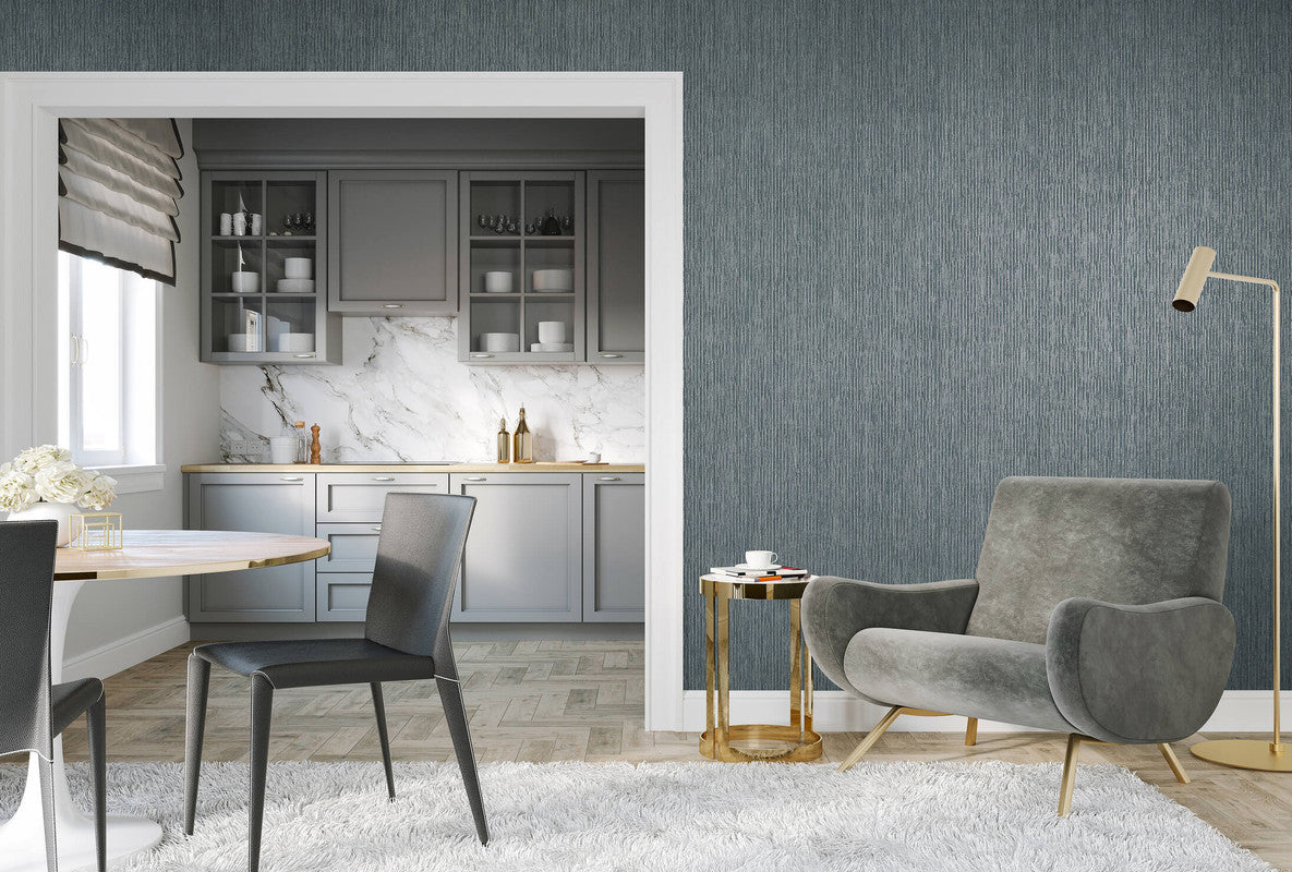 Curtain Wallpaper in Black Blue