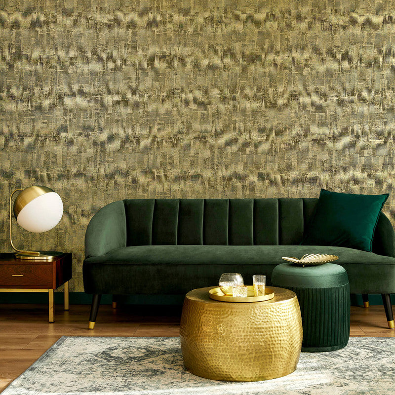 Jacquard Wallpaper in Antique Gold