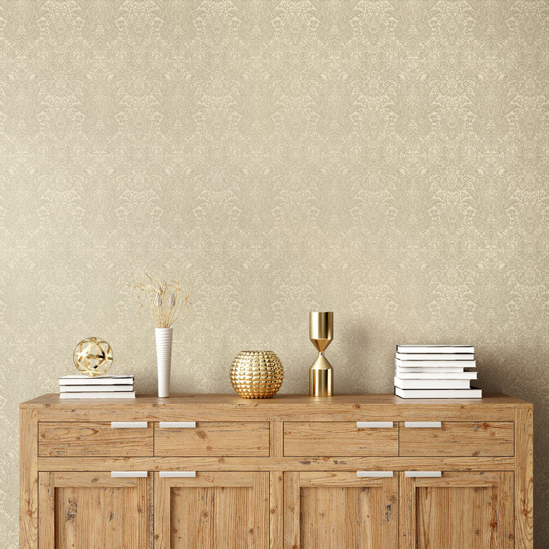 Brocade Wallpaper in Cream