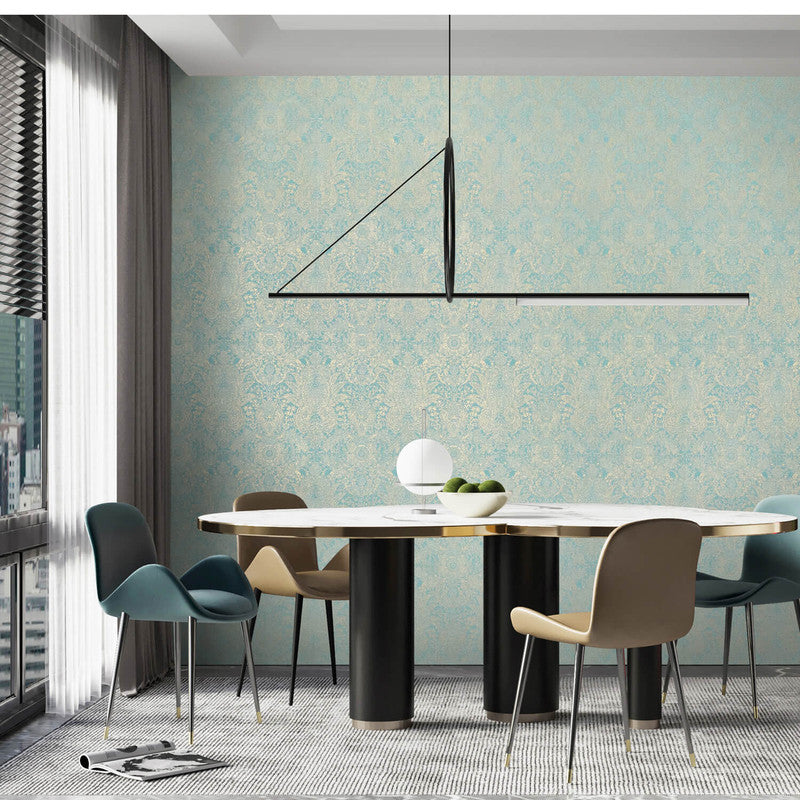 Brocade Wallpaper in Turquoise